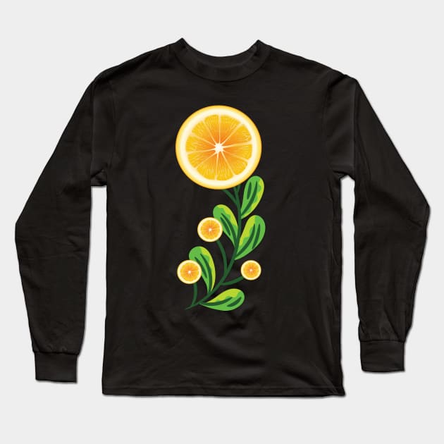 Orange fruit flower Long Sleeve T-Shirt by Salma Ismail